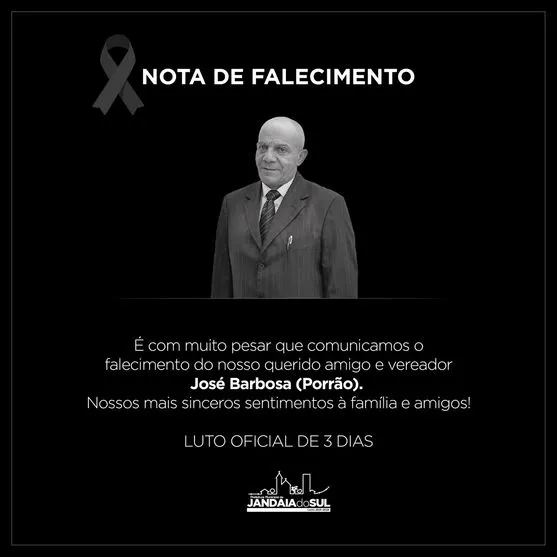 Morre vereador José Barbosa de Jandaia do Sul