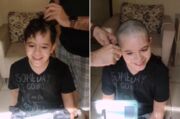 Emocionante: menino raspa cabelo em apoio a amigo com câncer