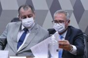 Os senadores Omar Aziz (PSD-AM) e Renan Calheiros (MDB-AL), presidente e relator da CPI da Pandemia