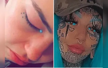 Modelo fala de cegueira e lágrimas azuis ao tatuar os olhos
