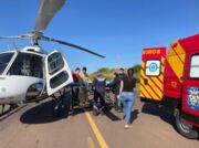 Jovem é resgatado por helicóptero após grave acidente na PR-317