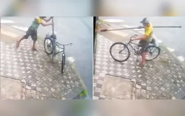 Vídeo: homem quebra poste e furta bicicleta que estava amarrada nele