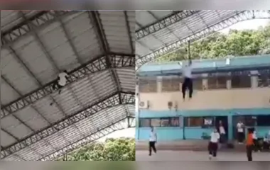 Vídeo: estudante quebra as duas pernas ao escalar ginásio de escola