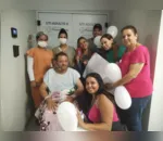 Família fez festa na saída de hospital